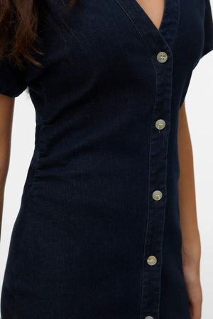 Sanni V-kaula-aukkoinen mekko - Tummansininen Denim