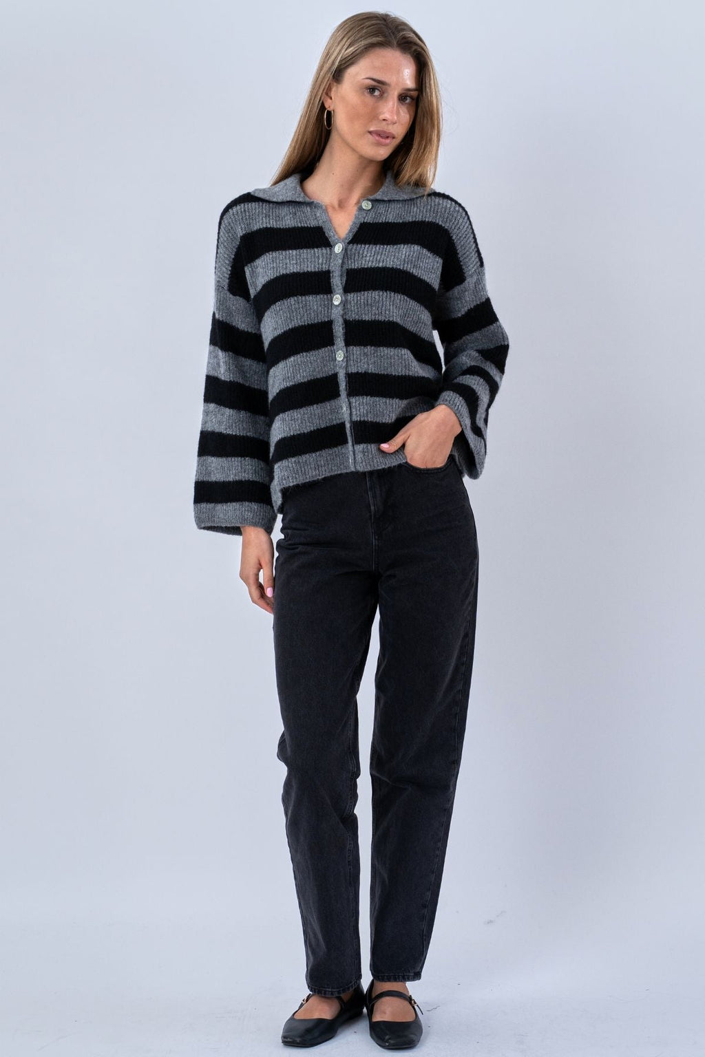 Josie Polo Knit - harmaa/musta