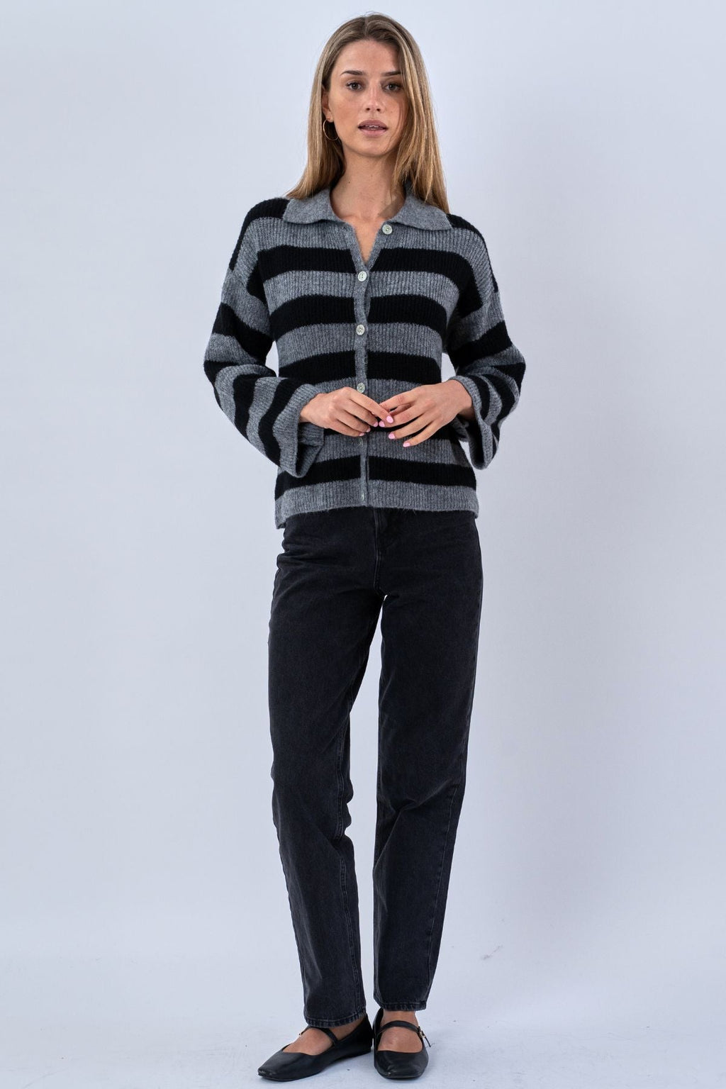Josie Polo Knit - harmaa/musta
