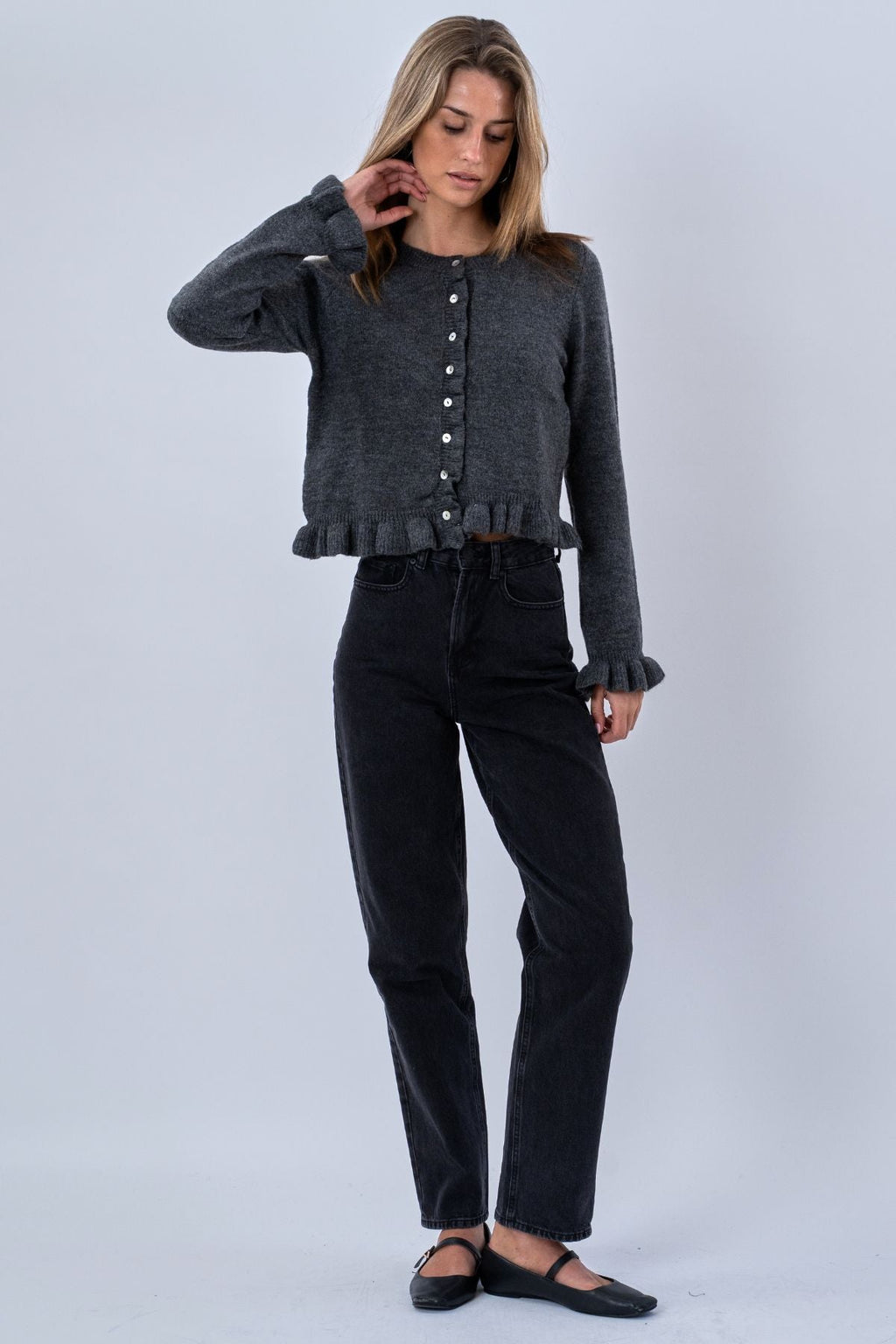 Flora neuletakki - harmaa