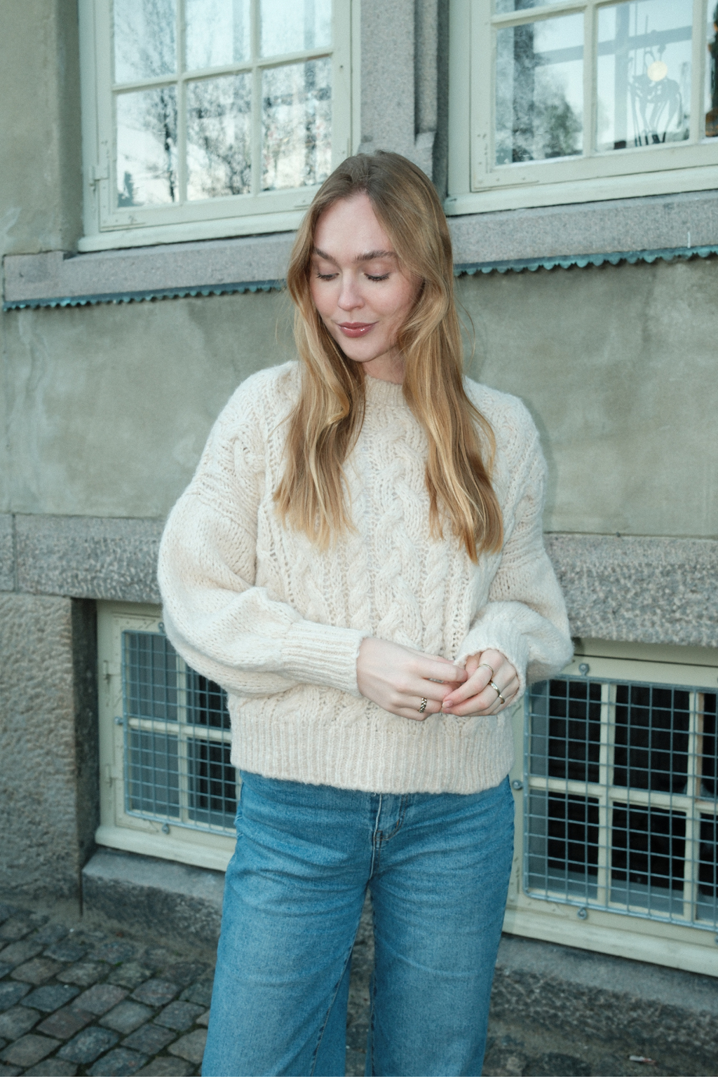Emma Cable Knit - luonnonvalkoinen
