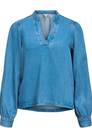 Frame V-neck Re Denim Top - Vaaleansininen Denim