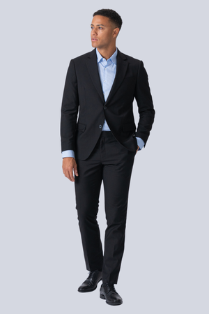 Premium Yksirivinen puku (musta)