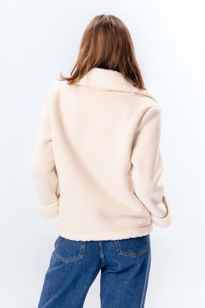 Shearling lyhyt takki - Chalk
