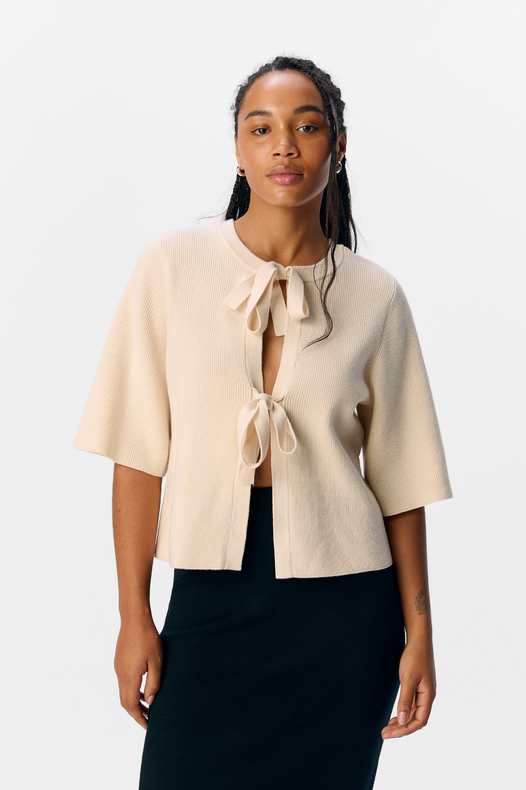 Julla Parvi 2/4 neulottu neuletakki - hiekkakukka