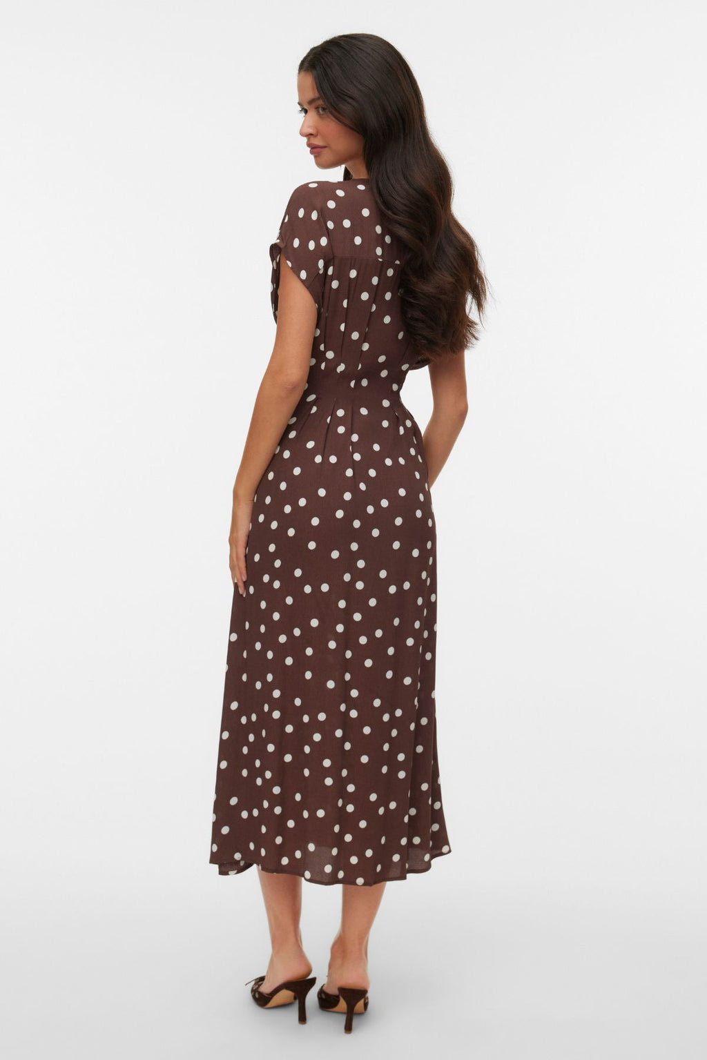 Elisa laskospaitamekko - Chocolate Martini - Snow White Dot
