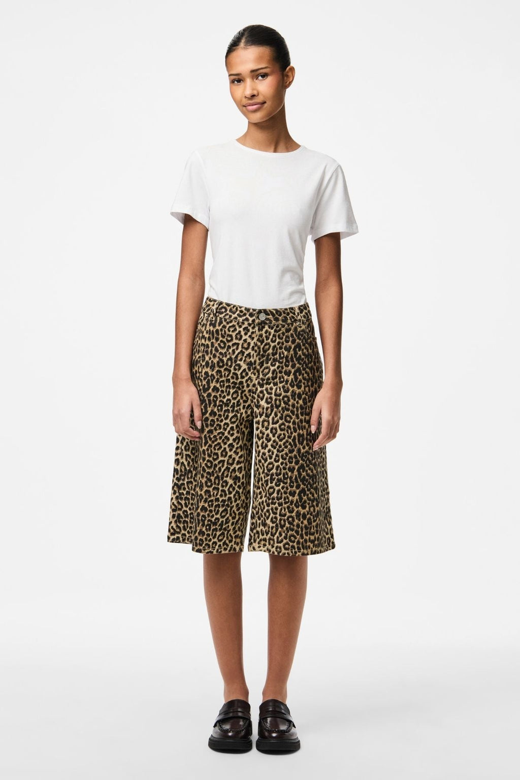 Salumen leveä farkku Shorts - valkoinen pippuri leo