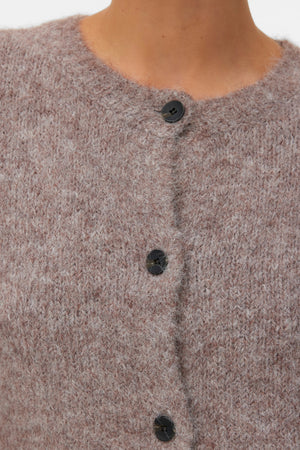 Novah O-neck Button Cardi - ruskea linssimelange