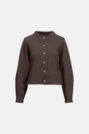 Zari neulottu neuletakki - Seal Brown Melange