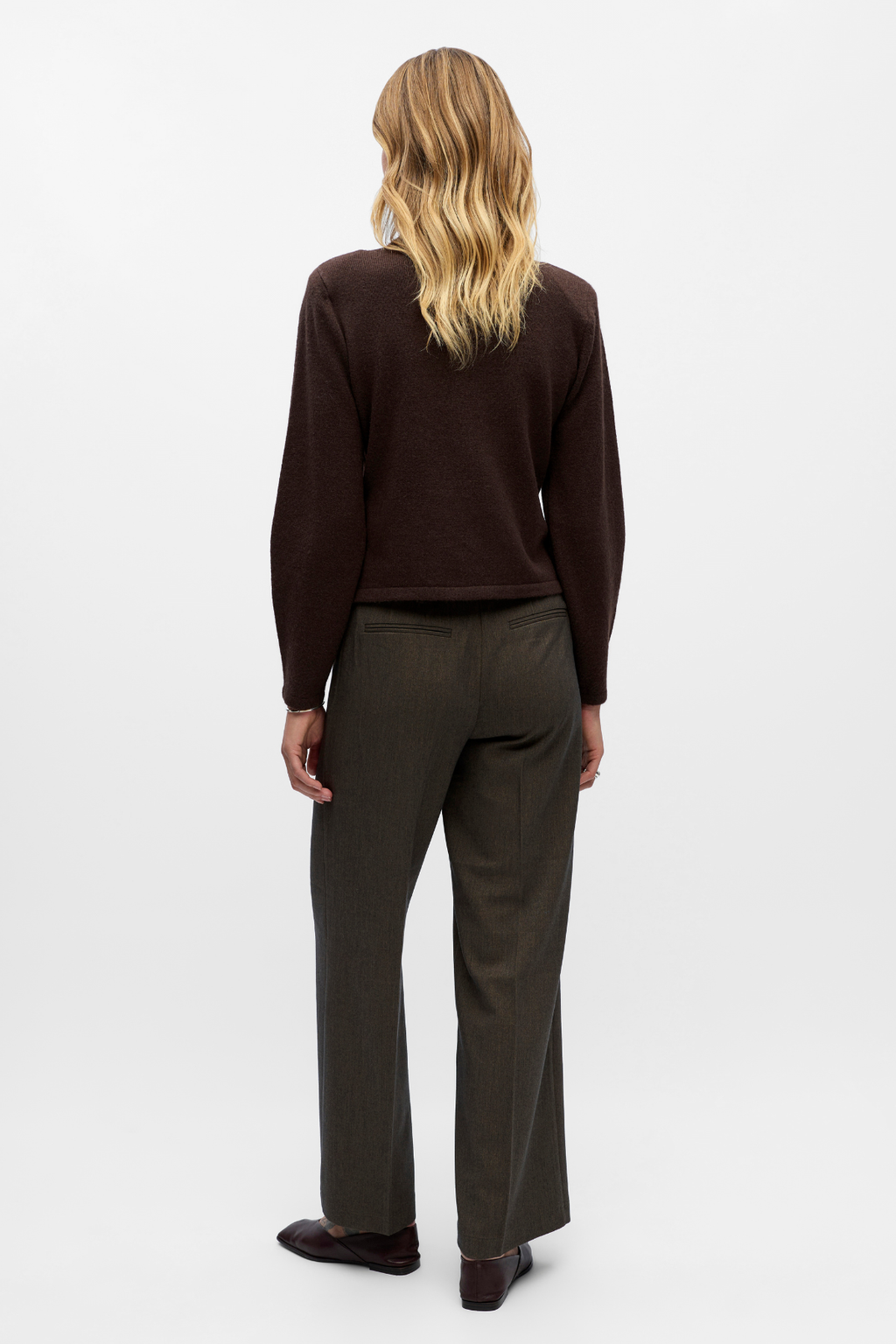 Zari neulottu neuletakki - Seal Brown Melange