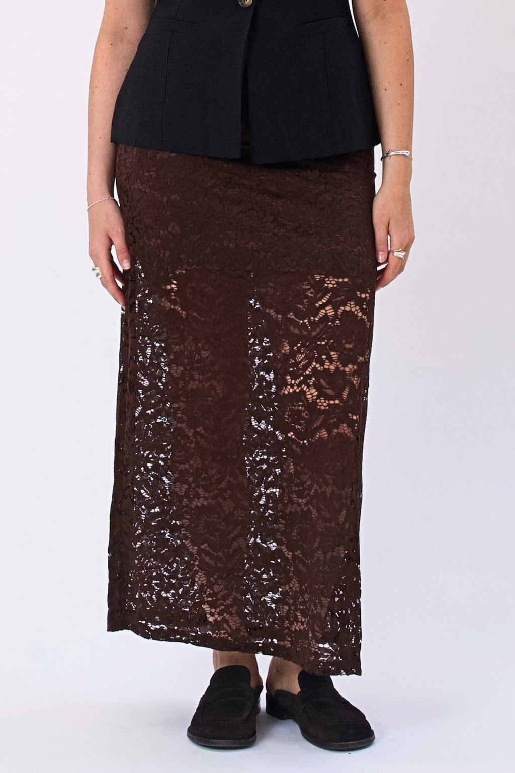 Amara Lace Maxi Hame - Kahvi