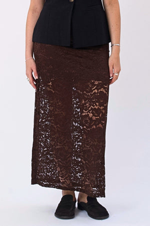 Amara Lace Maxi Hame - Kahvi
