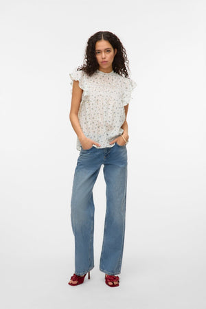 Trine Lace Top - Lumikki AOP: Magurite Blue Jasper