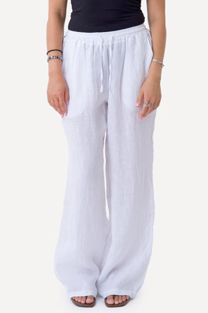 Astrid Linen Pants - Valkoinen