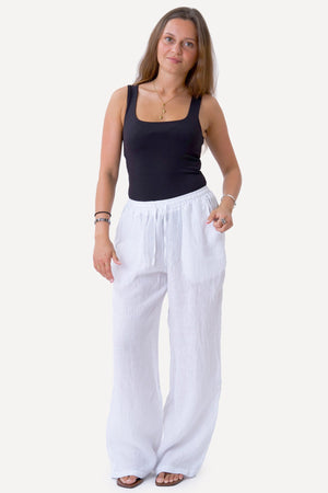 Astrid Linen Pants - Valkoinen