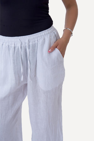 Astrid Linen Pants - Valkoinen