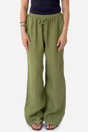 Astrid Linen Pants - Oliivi
