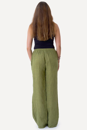 Astrid Linen Pants - Oliivi