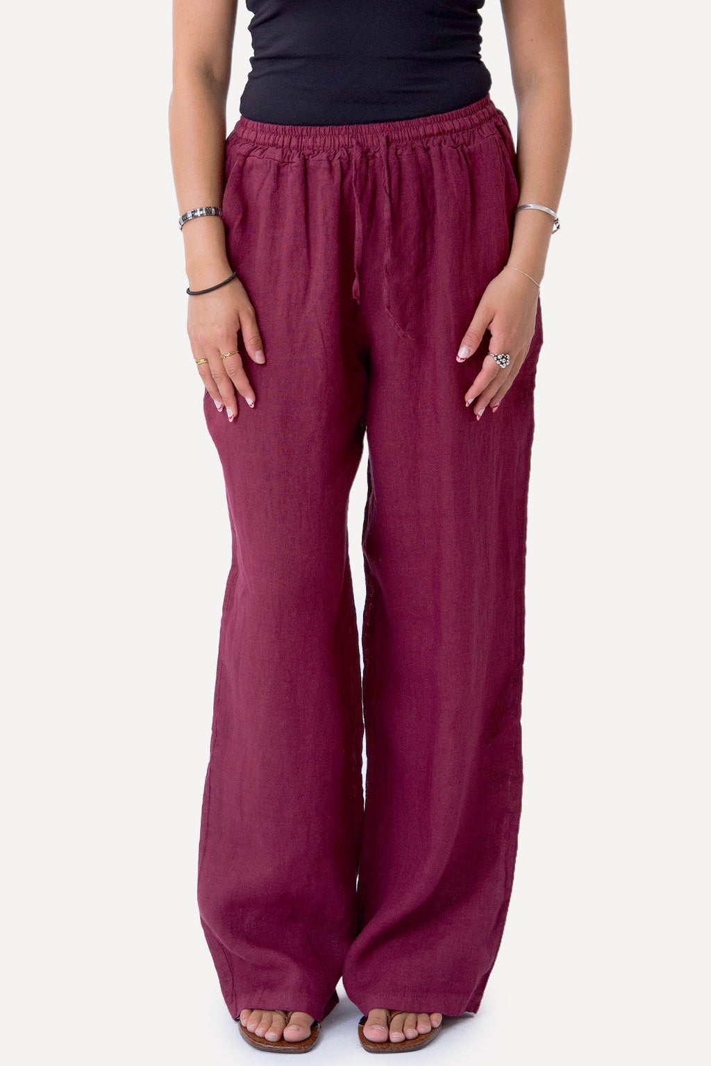 Astrid Linen Pants - Punainen