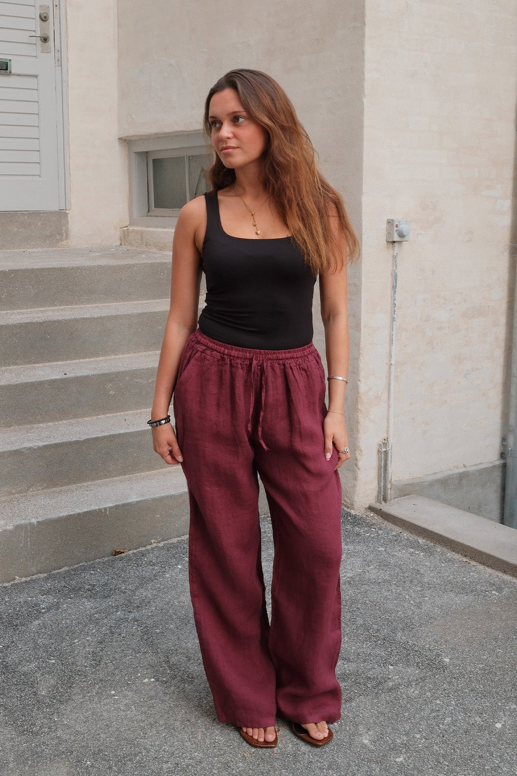 Astrid Linen Pants - Punainen