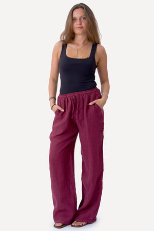 Astrid Linen Pants - Punainen