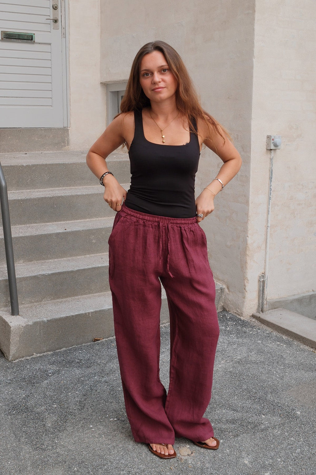 Astrid Linen Pants - Punainen