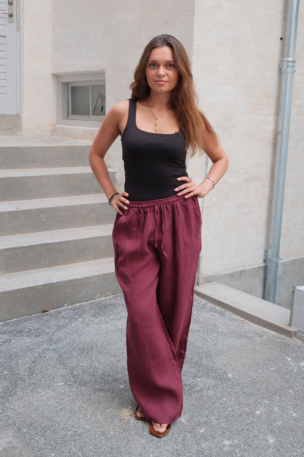 Astrid Linen Pants - Punainen