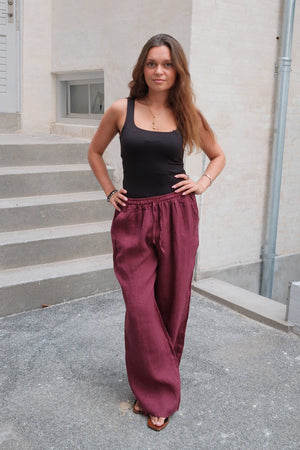 Astrid Linen Pants - Punainen
