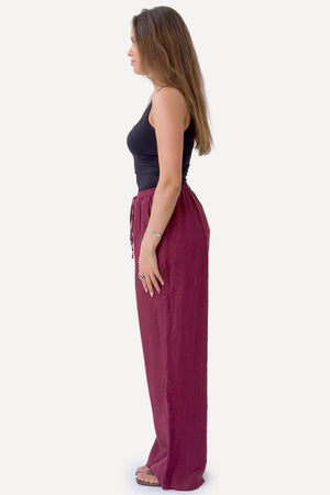 Astrid Linen Pants - Punainen