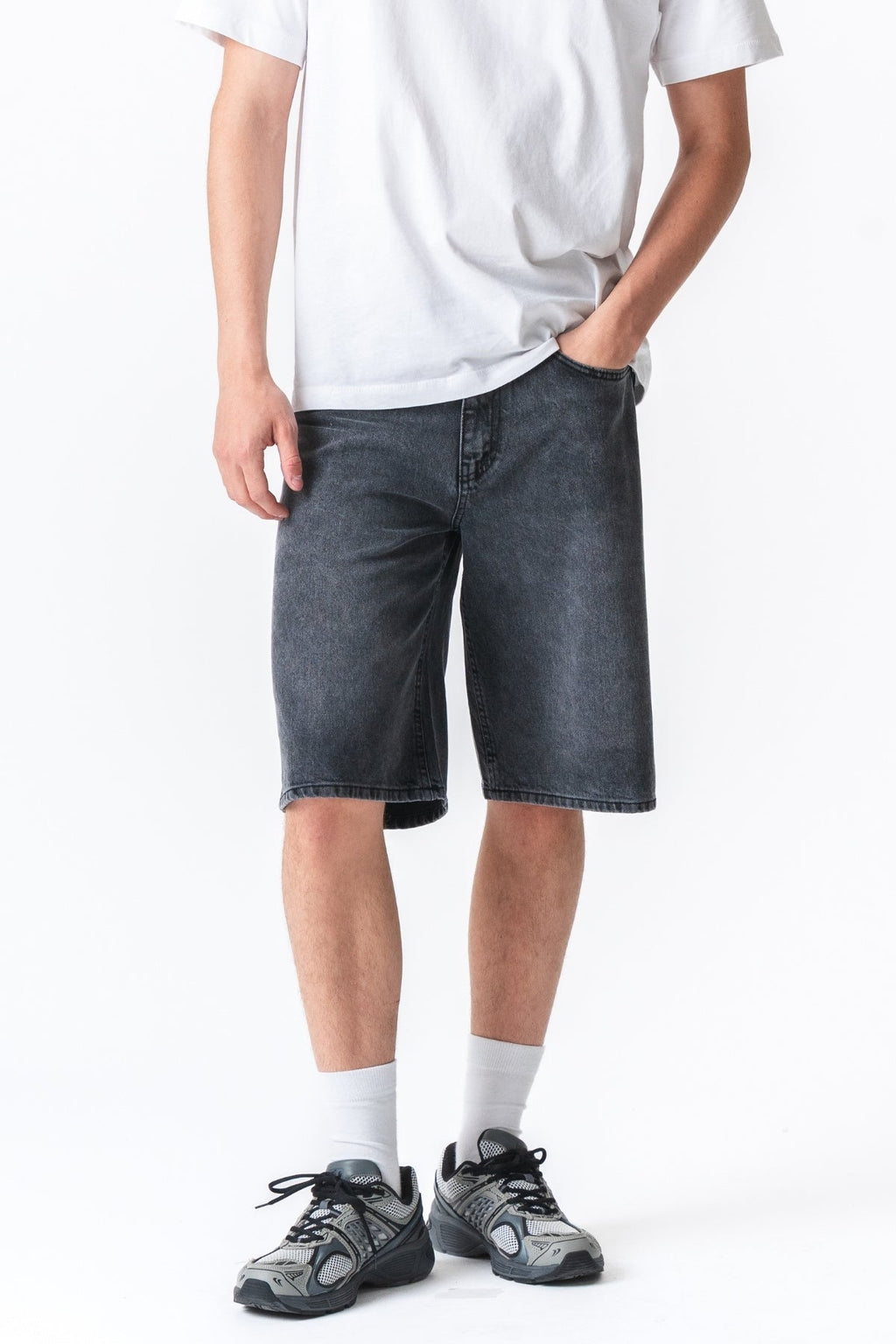 Farkku Shorts Löysä - musta