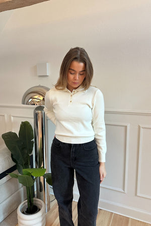 Pitkähihainen poolopaita - Ecru