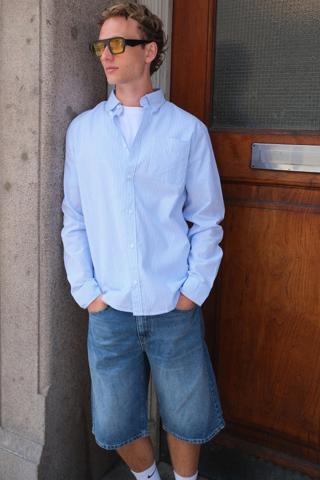 Farkku Shorts Löysä - sininen