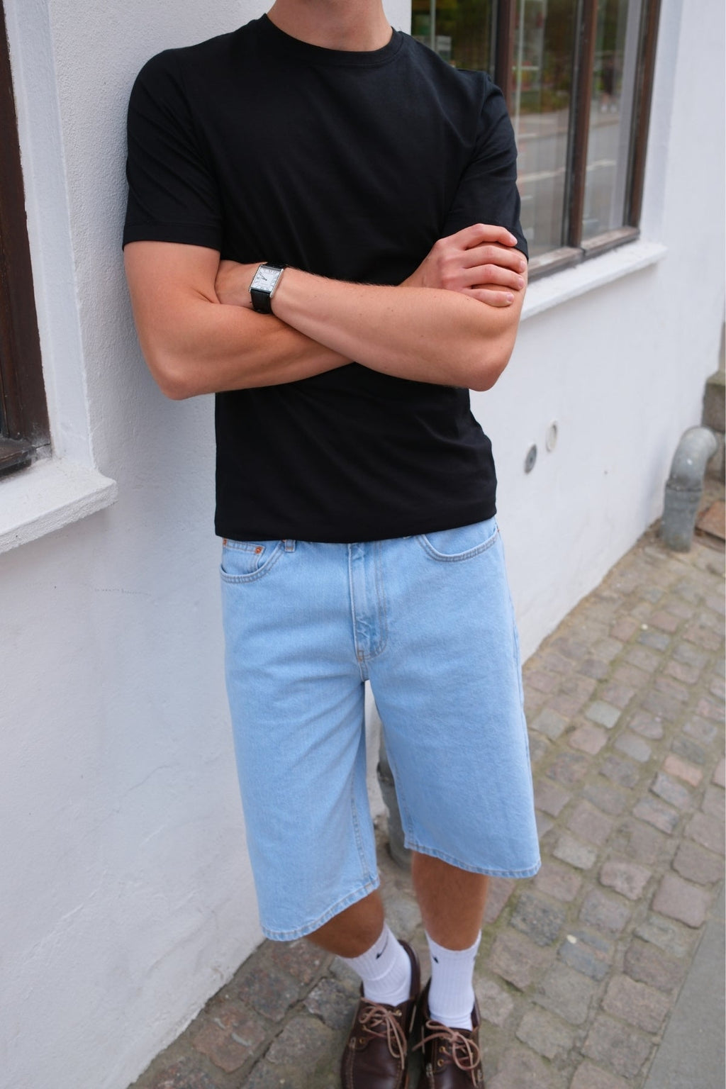 Farkku Shorts Löysä - vaaleansininen