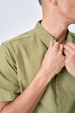 Lyhythihainen pellavapaita - vihreä