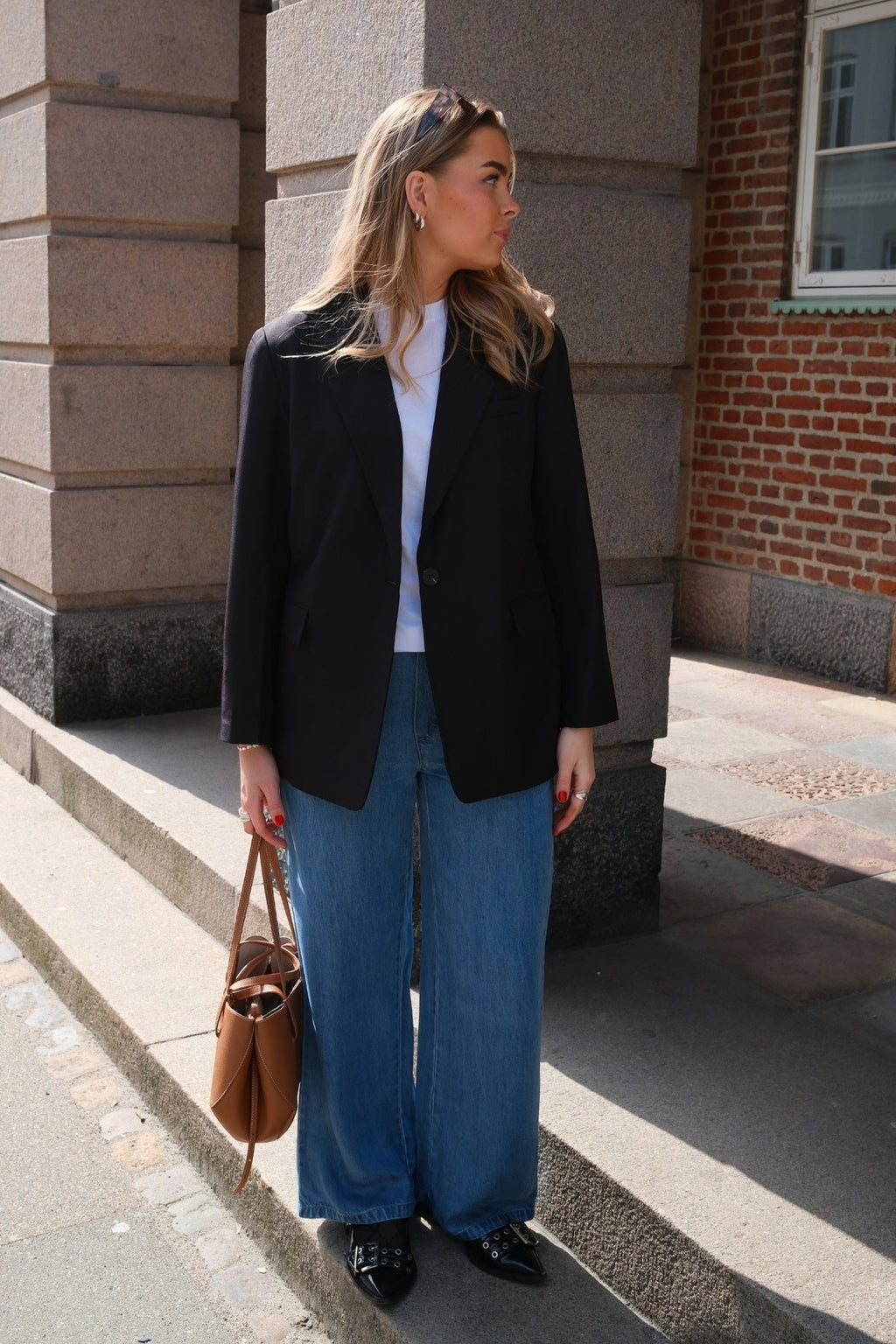 Kehys Lisa leveä Pants - vaaleansininen farkku