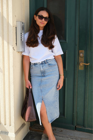 Natalie Midi -hame - vaaleansininen farkku