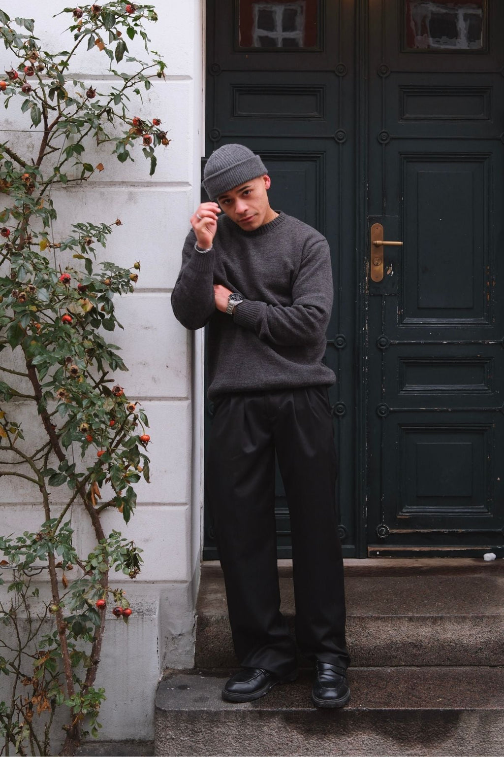 Easton Knit - tummanharmaa