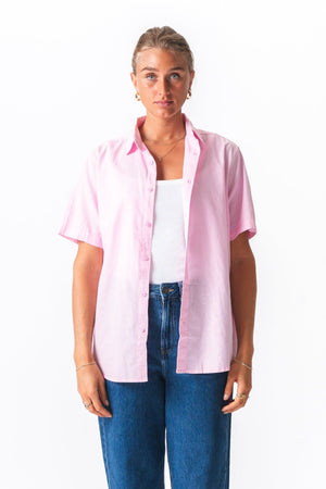 Lyhyen hihan pellavapaita - vaaleanpunainen