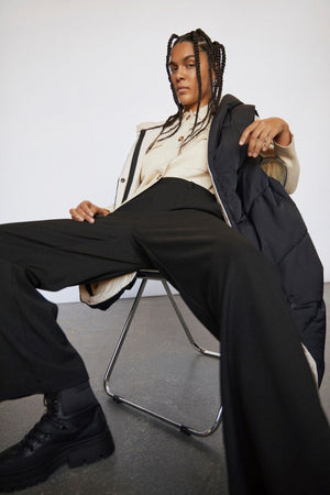 Lisa leveä housu - musta