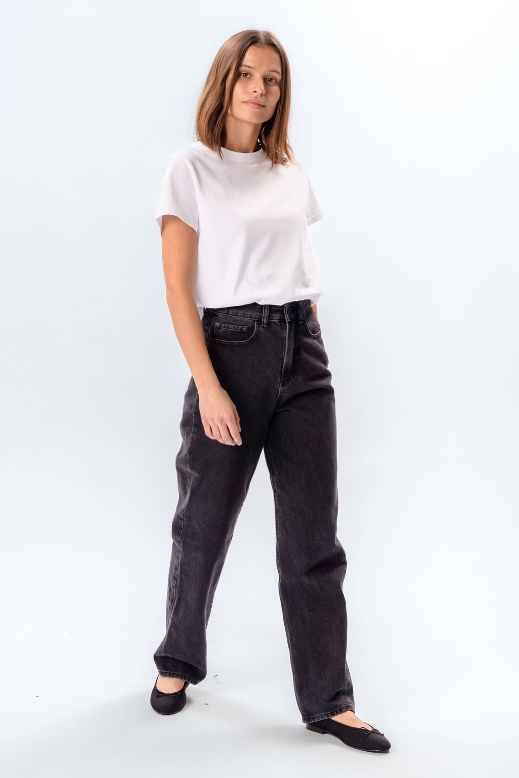 Alkuperäinen esitys löysät farkut - pesty musta denim