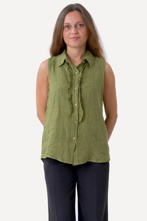Mio Linen Top - oliivi