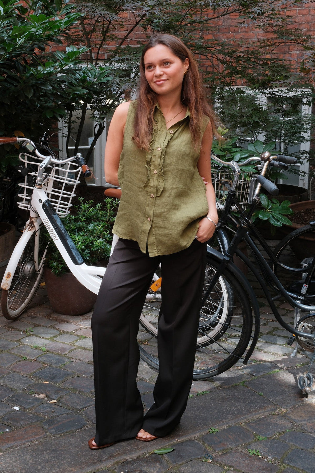 Mio Linen Top - oliivi