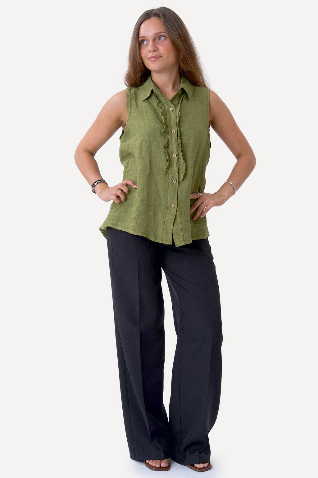 Mio Linen Top - oliivi