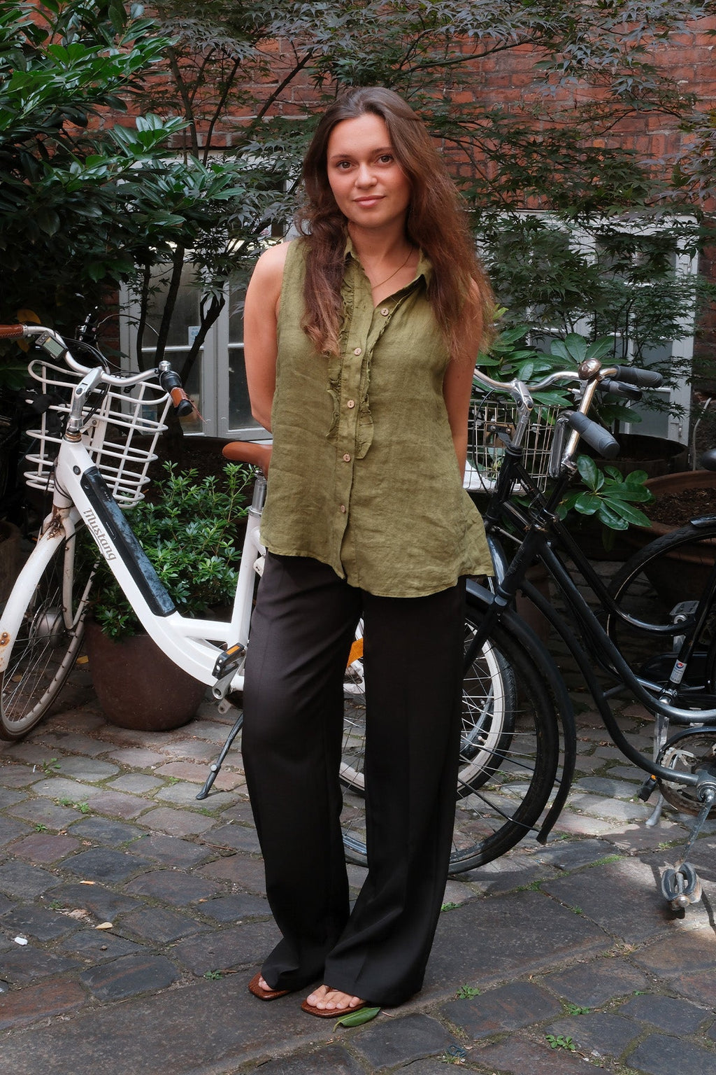 Mio Linen Top - oliivi