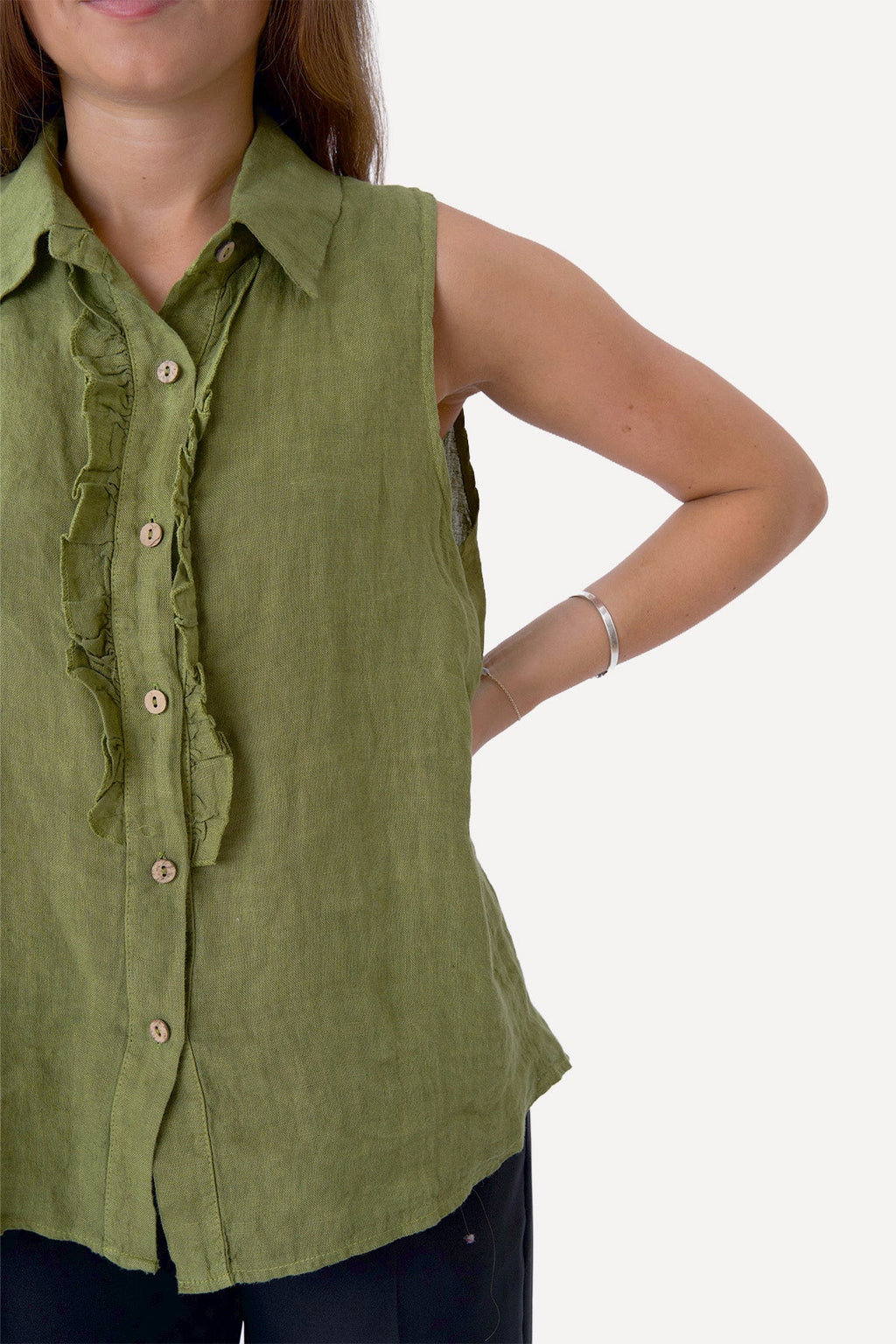 Mio Linen Top - oliivi