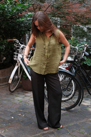 Mio Linen Top - oliivi