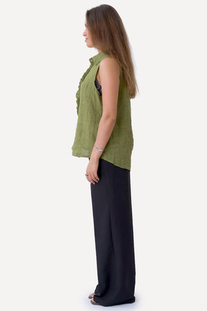 Mio Linen Top - oliivi