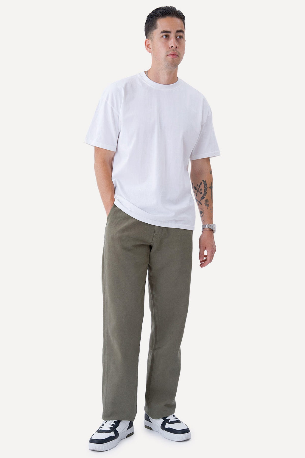 Straight Cotton Chino - oliivi