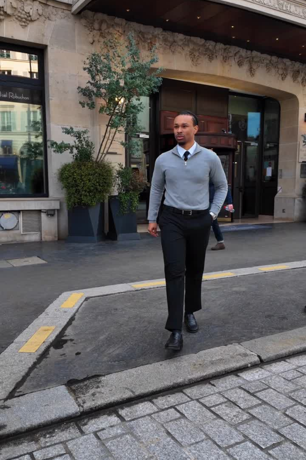 Puoliksi vetoketjullinen villapaita - Harmaa Melange