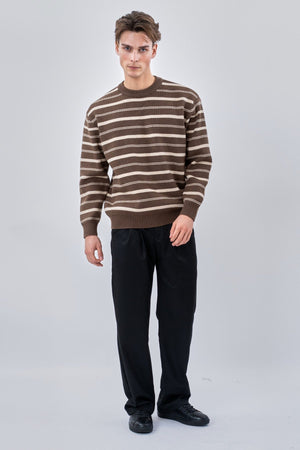 Raidallinen villapaita - Khaki